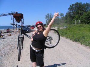 Our daughter A training for The Ride to Conquer Cancer.